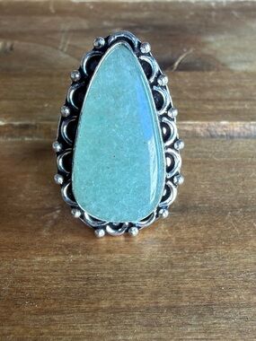 Silver 925 Ring Size 7 Aventurine Gemstone Vintage Bohemian Women Jewelry Boho